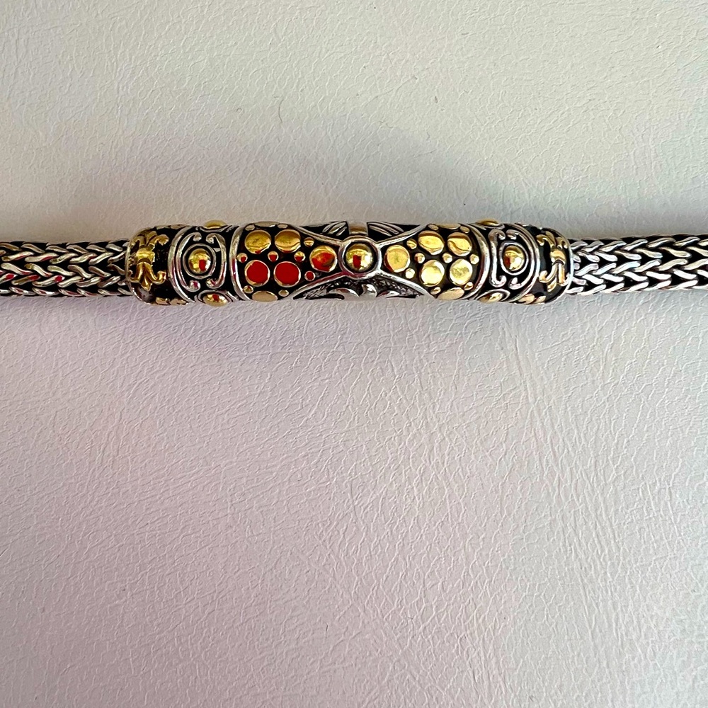 Vintage JOHN HARDY Sterling and 18k gold bracelet.  7 inches long.